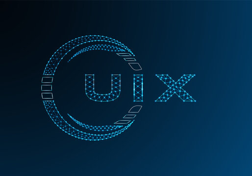 UIX low poly letter logo vector design. UIX lower poly logo design. Low poly logo.