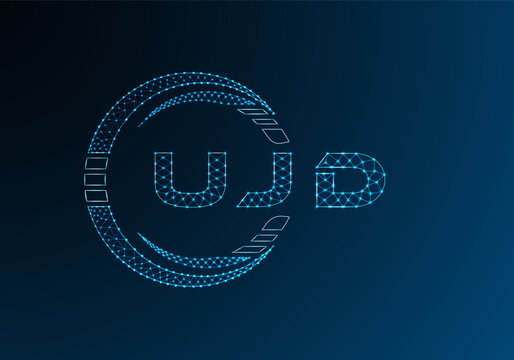 UJD low poly letter logo vector design. UJD lower poly logo design. Low poly logo.