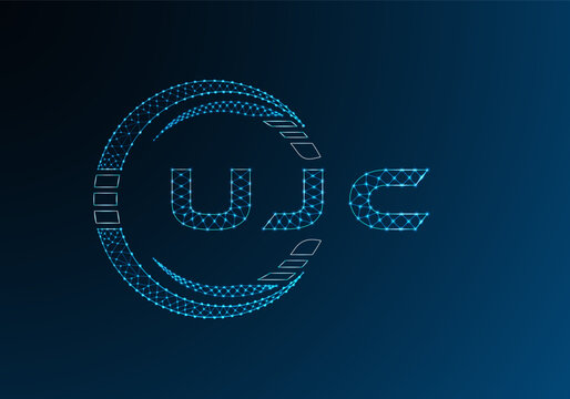 UJC low poly letter logo vector design. UJC lower poly logo design. Low poly logo.
