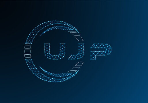 UJP low poly letter logo vector design. UJP lower poly logo design. Low poly logo.