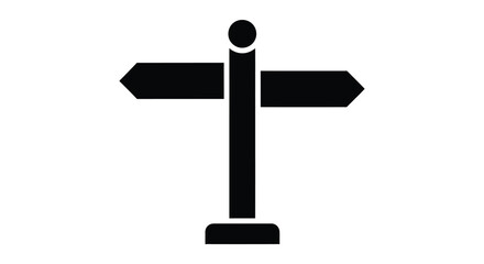 A stark black signpost with arrows pointing in multiple directions presented as a silhouette high quality professional detailed © Jahid