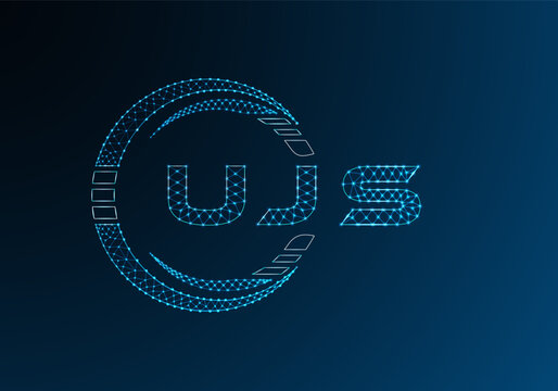UJS low poly letter logo vector design. UJS lower poly logo design. Low poly logo.