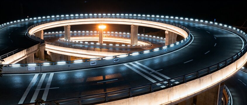 Topology Circuit Overpass. Layered roads visualize AI model topology links