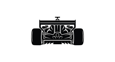 Obraz premium A striking black silhouette of a formula one racing car viewed from the rear highlighting speed and design silhouette