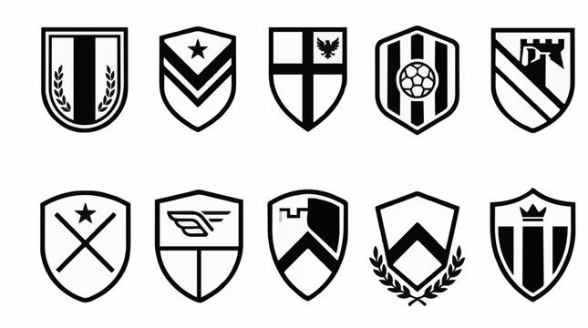 Collection of vector crests and shields representing heraldry and insignia