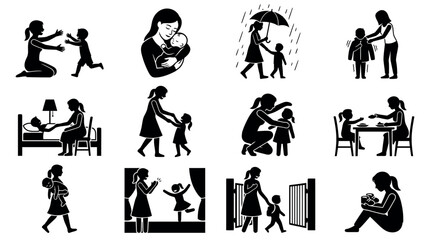 Fototapeta premium Motherhood and childcare activities in daily domestic life for parenting education and family support services