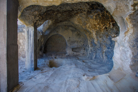 House in rock cave city Uplistsikhe in Georgia