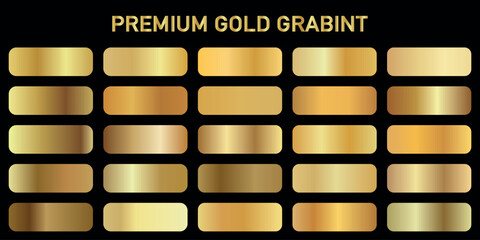 Gold gradients vector. Gold metal, gold vector, gold gradient. © Kateryna