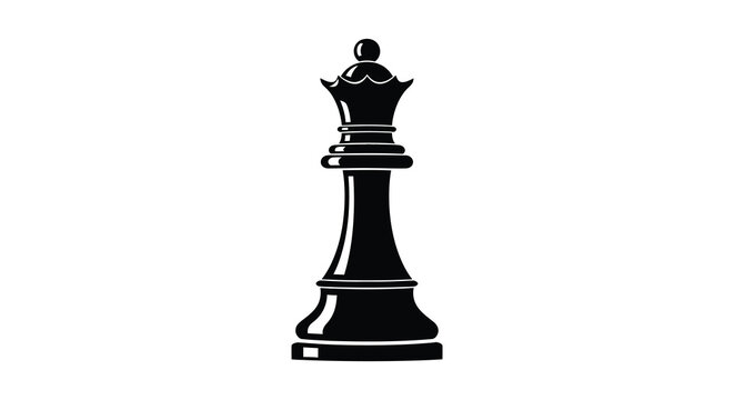 A striking black silhouette of a chess queen showcasing regal design and intricate detailing silhouette high quality professional