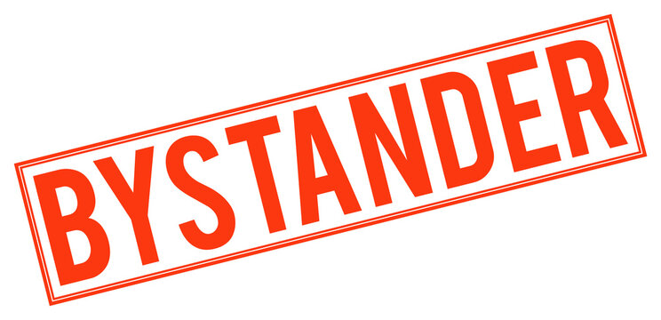 Red bystander stamp text on transparent background