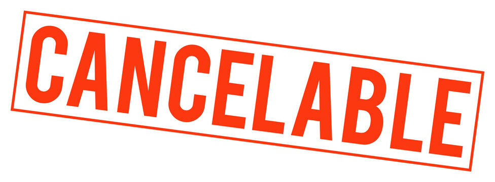 Red cancelable stamp text on transparent background