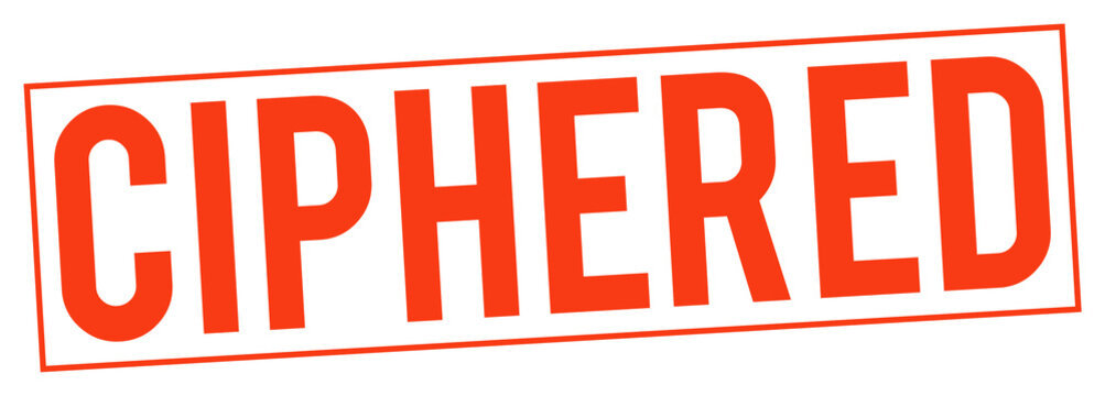 Large red CIPHERED text stamp on transparent background