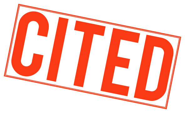 Large red cited stamp on transparent background