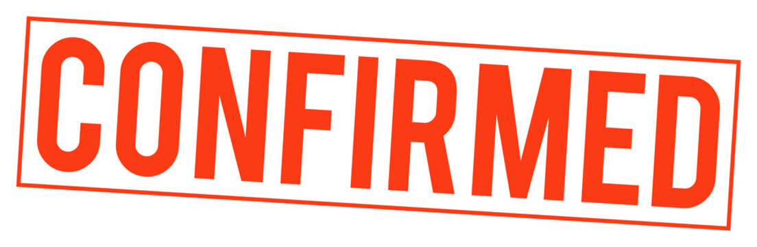 Large red confirmed stamp on transparent background