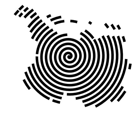 Symbol Map of the city Jork (Niedersachsen, Germany) showing the city with a black spiral line
