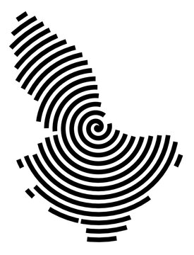 Symbol Map of the city Kalkar (Nordrhein-Westfalen, Germany) showing the city with a black spiral line