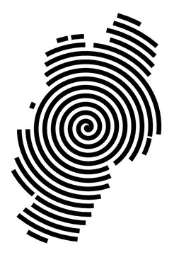 Symbol Map of the city Kall (Nordrhein-Westfalen, Germany) showing the city with a black spiral line