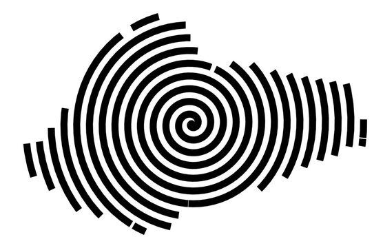 Symbol Map of the city Stadtlohn (Nordrhein-Westfalen, Germany) showing the city with a black spiral line