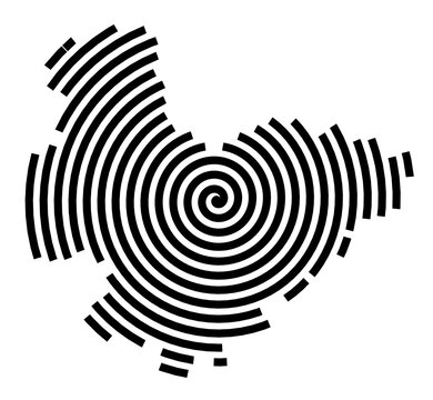Symbol Map of the city Werdohl (Nordrhein-Westfalen, Germany) showing the city with a black spiral line