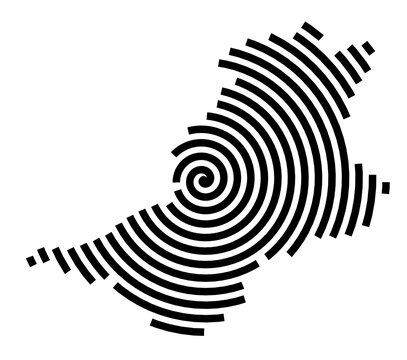 Symbol Map of the city Bad Schwalbach (Hessen, Germany) showing the city with a black spiral line