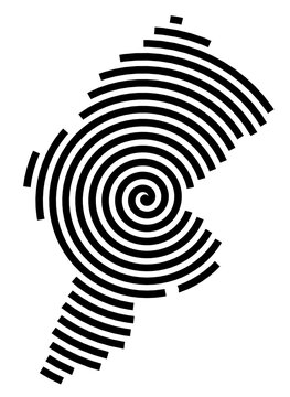 Symbol Map of the city Haiger (Hessen, Germany) showing the city with a black spiral line