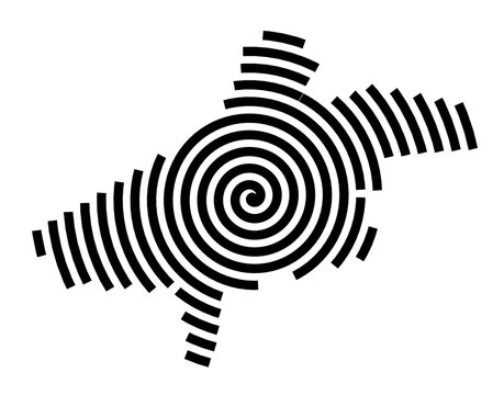 Symbol Map of the city Raunheim (Hessen, Germany) showing the city with a black spiral line