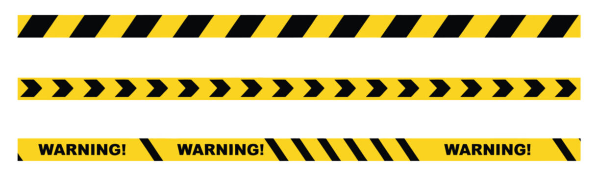 Warning, caution vector icon with yellow tape barrier symbol, representing restricted area, safety warning, and hazard control, clean modern flat design for signage