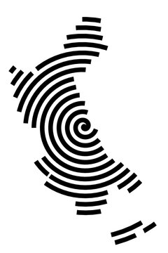 Symbol Map of the city Steinau an der Stra&szlig;e (Hessen, Germany) showing the city with a black spiral line