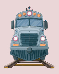 Front view of an antique steam locomotive engine for historical railway exhibitions and vintage transportation branding in professional vector illustration © firstcolor