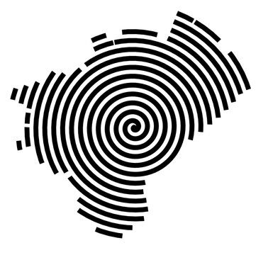 Symbol Map of the city Morbach (Rheinland-Pfalz, Germany) showing the city with a black spiral line