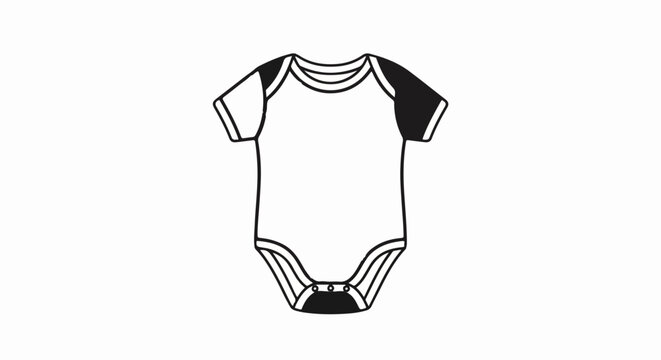 Black and white line art illustration of a baby's onesie with dark sleeves