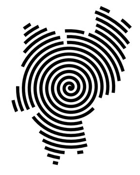 Symbol Map of the city Ketsch (Baden-W&uuml;rttemberg, Germany) showing the city with a black spiral line