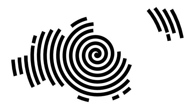 Symbol Map of the city Laupheim (Baden-W&uuml;rttemberg, Germany) showing the city with a black spiral line