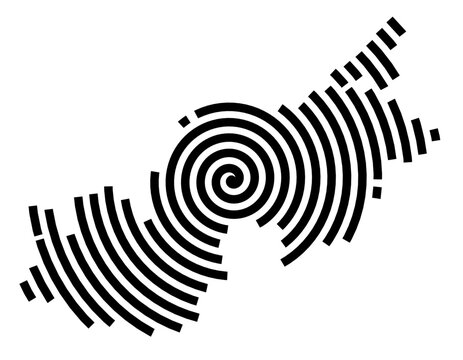 Symbol Map of the city Markdorf (Baden-W&uuml;rttemberg, Germany) showing the city with a black spiral line