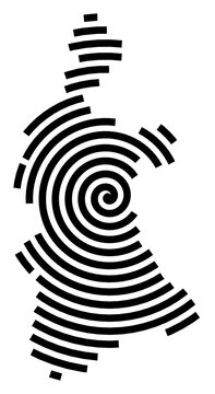 Symbol Map of the city Mosbach (Baden-W&uuml;rttemberg, Germany) showing the city with a black spiral line