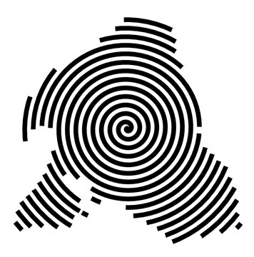 Symbol Map of the city Philippsburg (Baden-W&uuml;rttemberg, Germany) showing the city with a black spiral line
