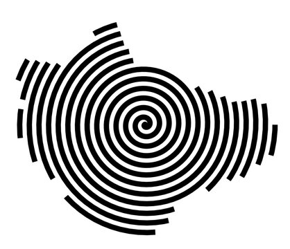 Symbol Map of the city Weingarten (Baden) (Baden-W&uuml;rttemberg, Germany) showing the city with a black spiral line