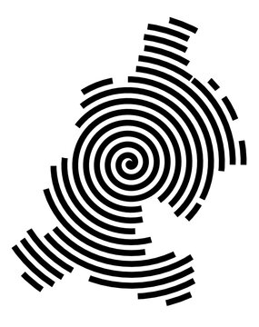 Symbol Map of the city Bad Aibling (Bayern, Germany) showing the city with a black spiral line