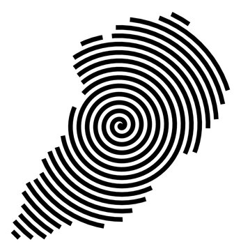 Symbol Map of the city Ismaning (Bayern, Germany) showing the city with a black spiral line