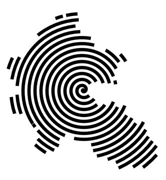 Symbol Map of the city Kronach (Bayern, Germany) showing the city with a black spiral line