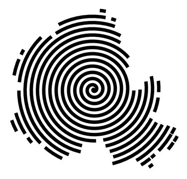 Symbol Map of the city Mindelheim (Bayern, Germany) showing the city with a black spiral line