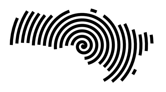 Symbol Map of the city Neustadt a.d.Aisch (Bayern, Germany) showing the city with a black spiral line