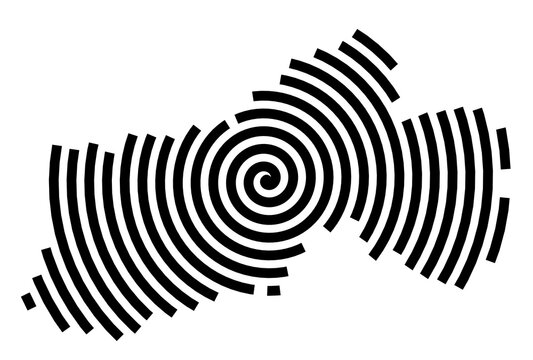 Symbol Map of the city Pocking (Bayern, Germany) showing the city with a black spiral line