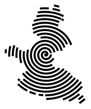 Symbol Map of the city Traunstein (Bayern, Germany) showing the city with a black spiral line
