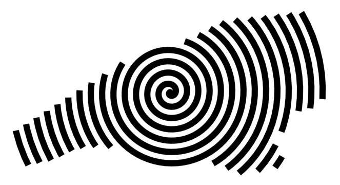 Symbol Map of the city Kleinmachnow (Brandenburg, Germany) showing the city with a black spiral line
