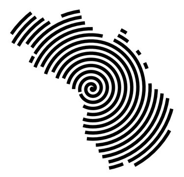 Symbol Map of the city Neustrelitz (Mecklenburg-Vorpommern, Germany) showing the city with a black spiral line