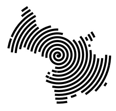 Symbol Map of the city Auerbach_Vogtl. (Sachsen, Germany) showing the city with a black spiral line