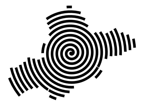 Symbol Map of the city Meerane (Sachsen, Germany) showing the city with a black spiral line