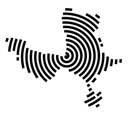 Symbol Map of the city Mittweida (Sachsen, Germany) showing the city with a black spiral line