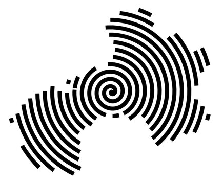 Symbol Map of the city Werdau (Sachsen, Germany) showing the city with a black spiral line